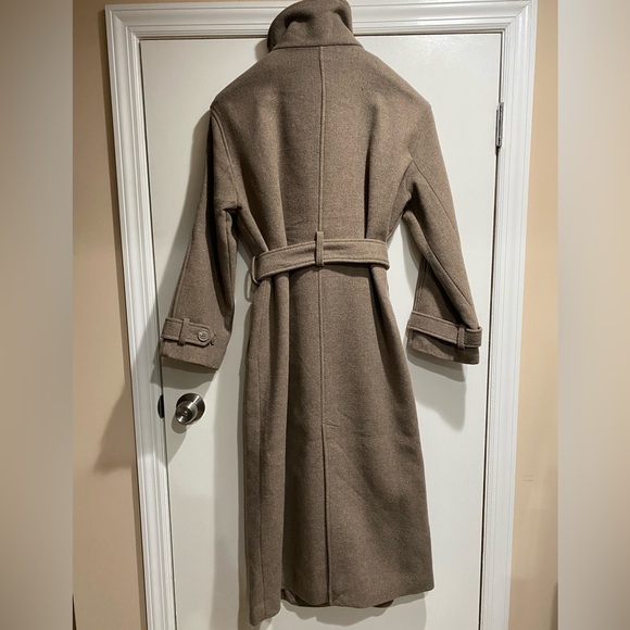 ASOS Brown Funnel Neck Long Wool Coat - Picture 4 of 10